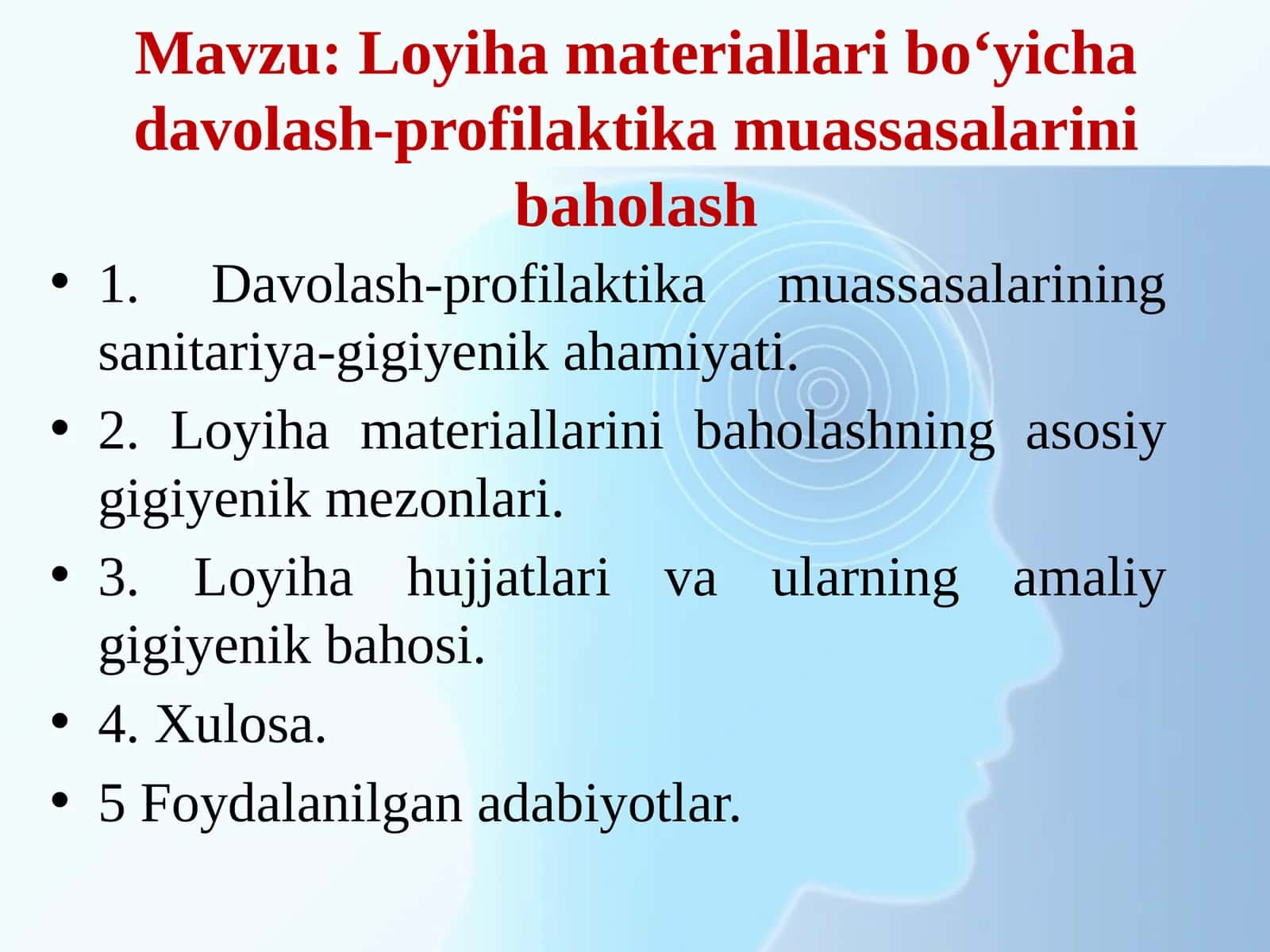 Loyiha materiallariboʻyichadavolash-profilaktika muassasalarini baholash 1