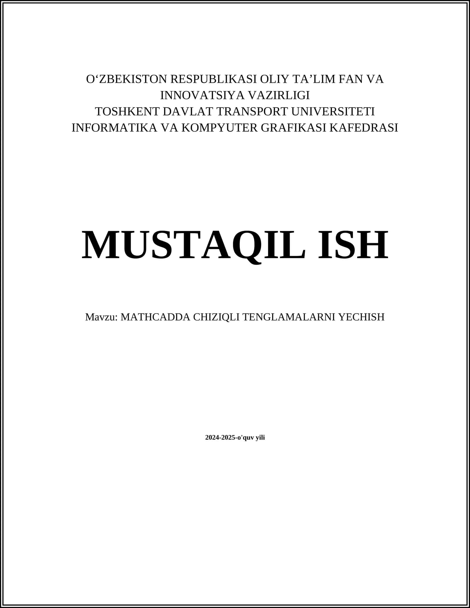 MATHCADDA CHIZIQLI TENGLAMALARNI YECHISH 1