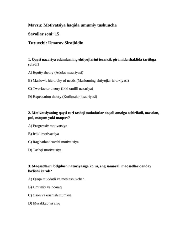 Motivatsiya haqida umumiy tushuncha 1