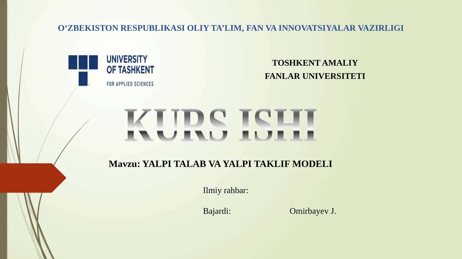 YALPI TALAB VA YALPI TAKLIF MODELI 1