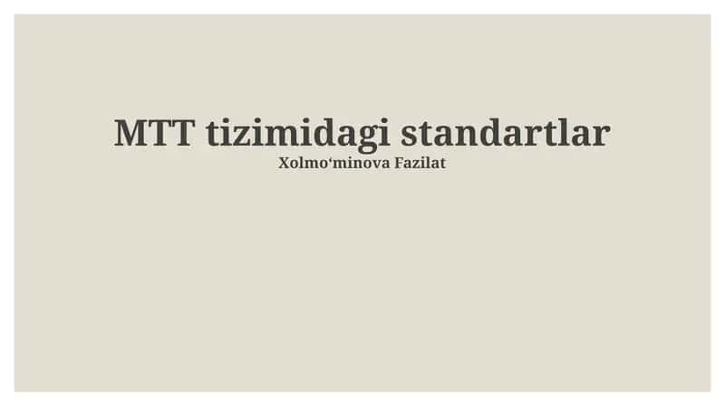 MTT tizimidagi standartlar 1