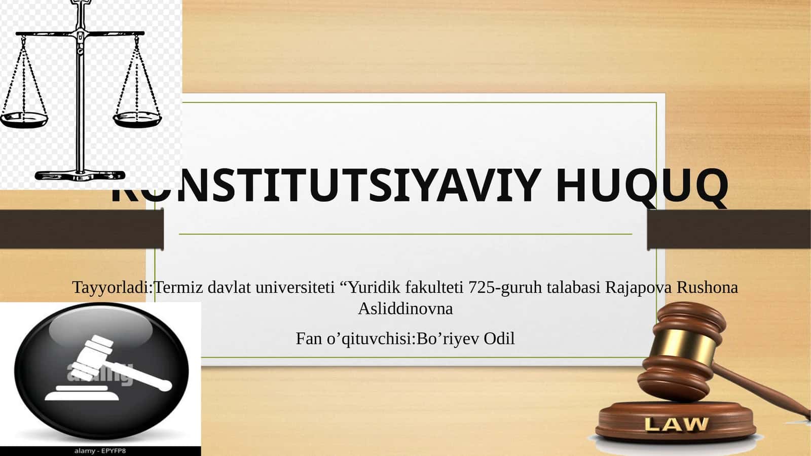 Tayyorladi:Termizdavlatuniversiteti“Yuridikfakulteti725-guruhtalabasiRajapovaRushonaAsliddinovna 1