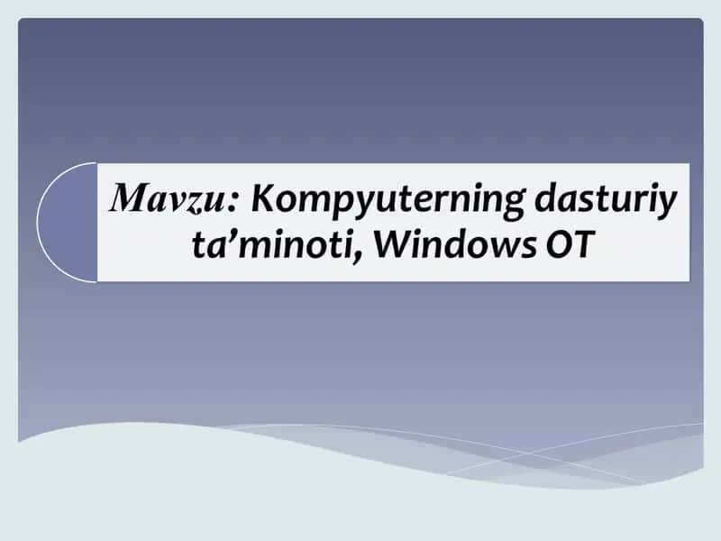 Kompyuterning dasturiy ta’minoti, Windows OT 1