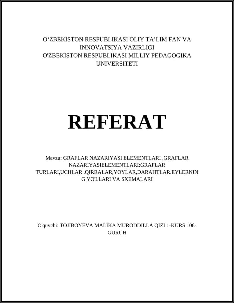 GRAFLAR NAZARIYASI ELEMENTLARI 1