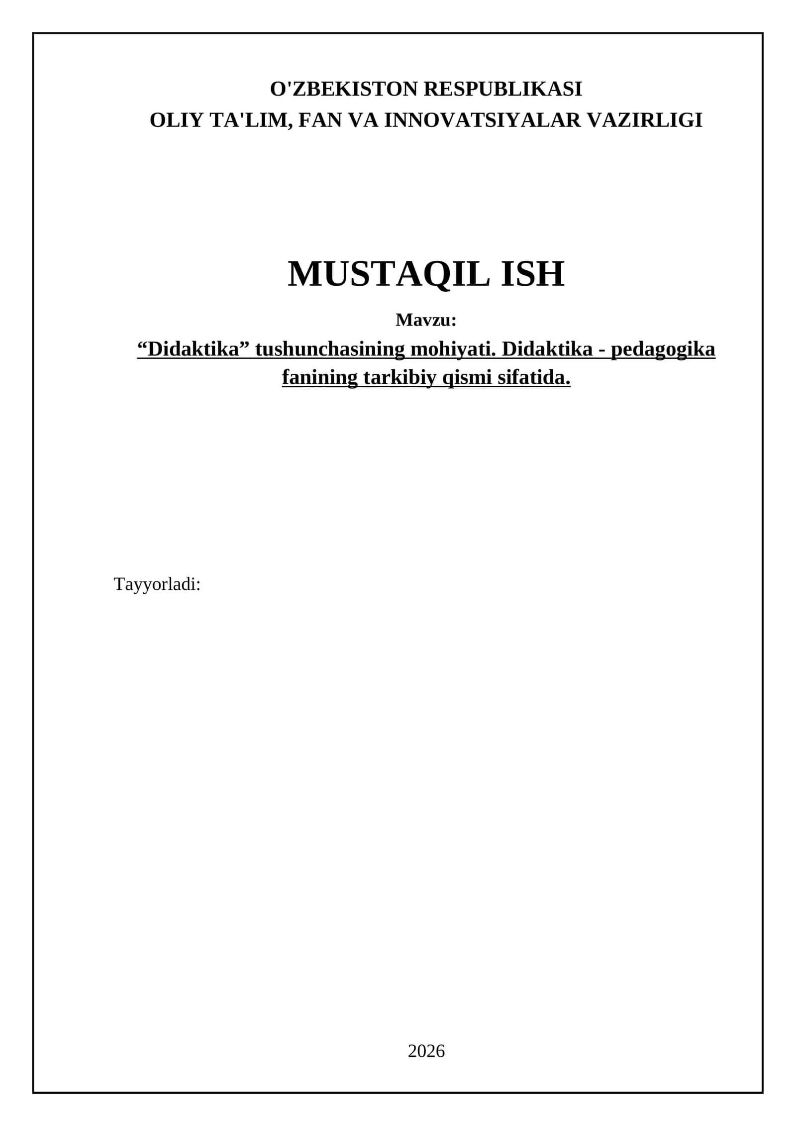 “Didaktika” tushunchasining mohiyati. Didaktika - pedagogika fanining tarkibiy qismi sifatida 1