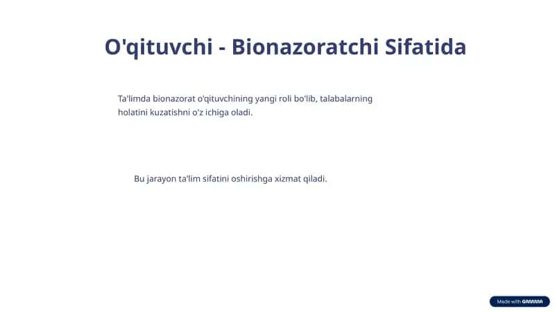 O'qituvchi - Bionazoratchi Sifatida 1