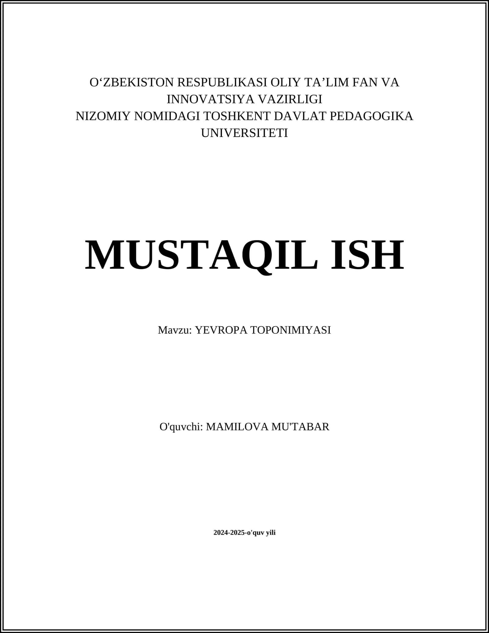 YEVROPA TOPONIMIYASI 1