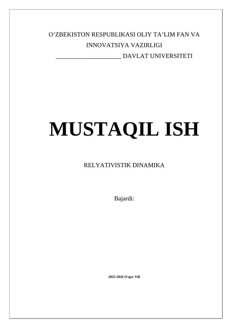 Relyativistik dinamika 1