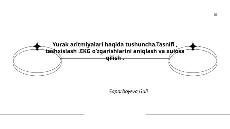 Yurak aritmiyalari haqida tushuncha.Tasnifi, tashxislash.EKG oʻzgarishlarini aniqlash va xulosa qilish 1