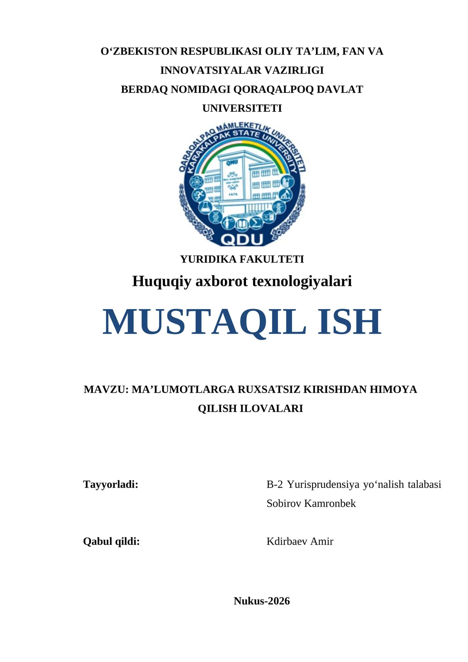 MA’LUMOTLARGA RUXSATSIZ KIRISHDAN HIMOYA QILISH ILOVALARI 1