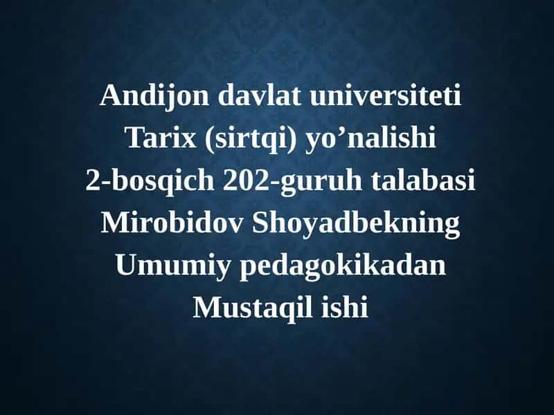 Ta’lim Metodlari va Vositalari: Tahlil Mavzusi 1