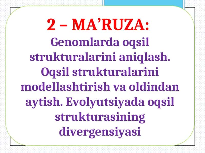 genomlarda oqsil strukturalarini modellashtirish 1