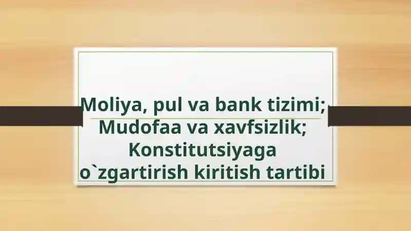 Moliya, pul va bank tizimi 1