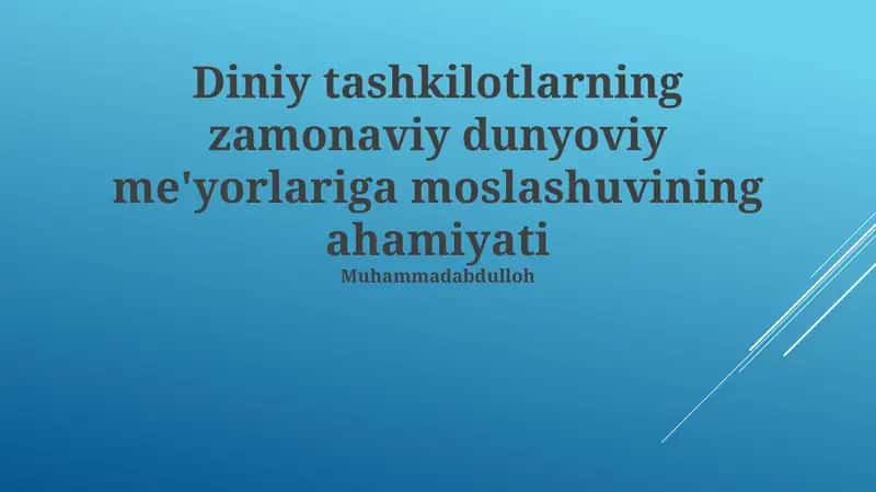 Zamonaviy dunyoviy me'yorlar 1