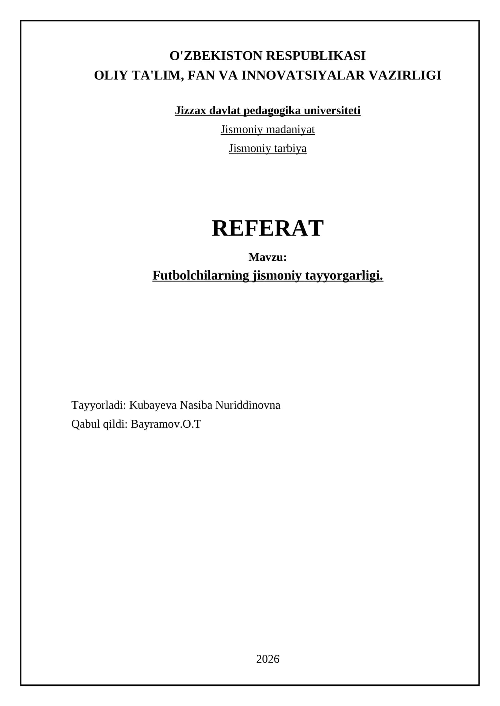 Futbolchilarning jismoniy tayyorgarligi 1