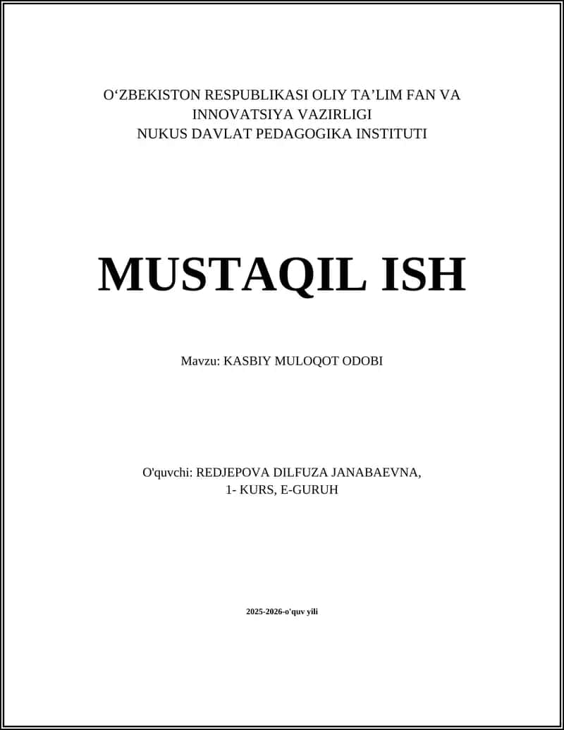 KASBIY MULOQOT ODOBI 1