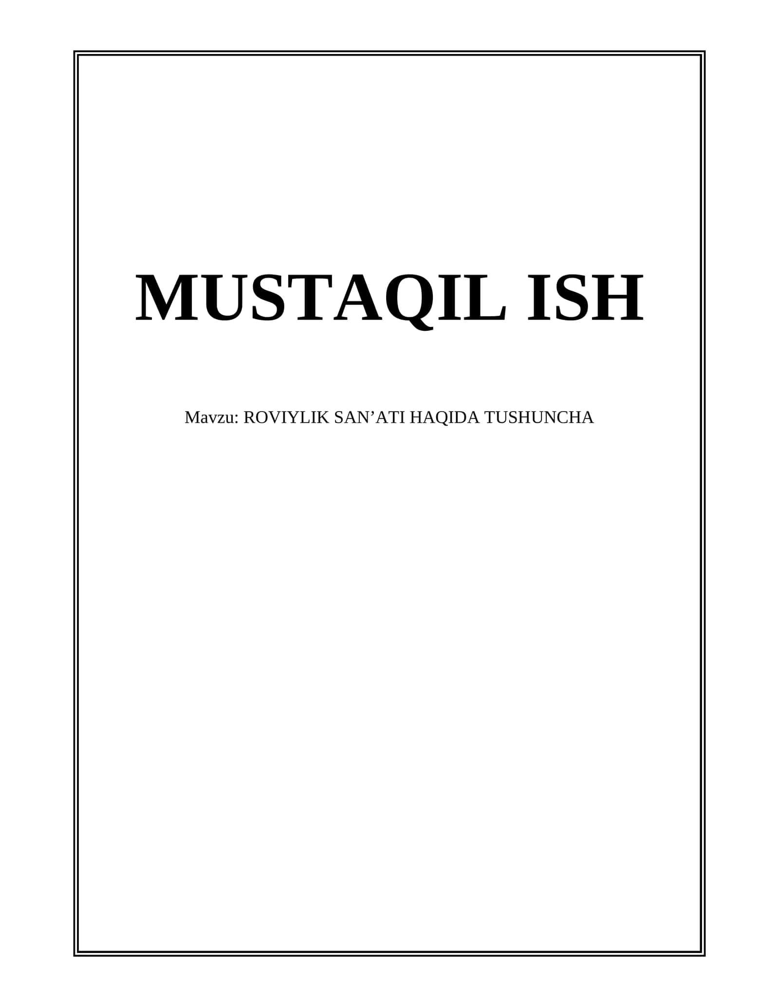 ROVIYLIK SAN’ATI HAQIDA TUSHUNCHA 1
