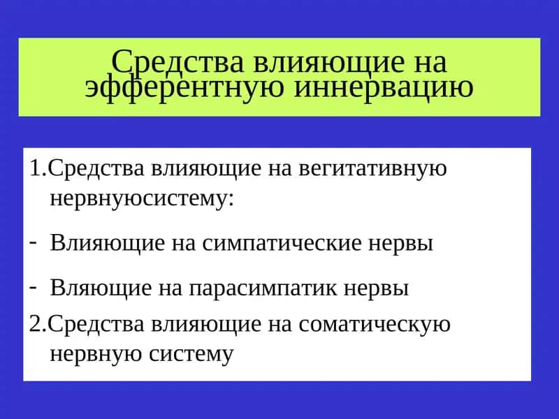 Средства влияющие на эфферентнуюиннервацию 1