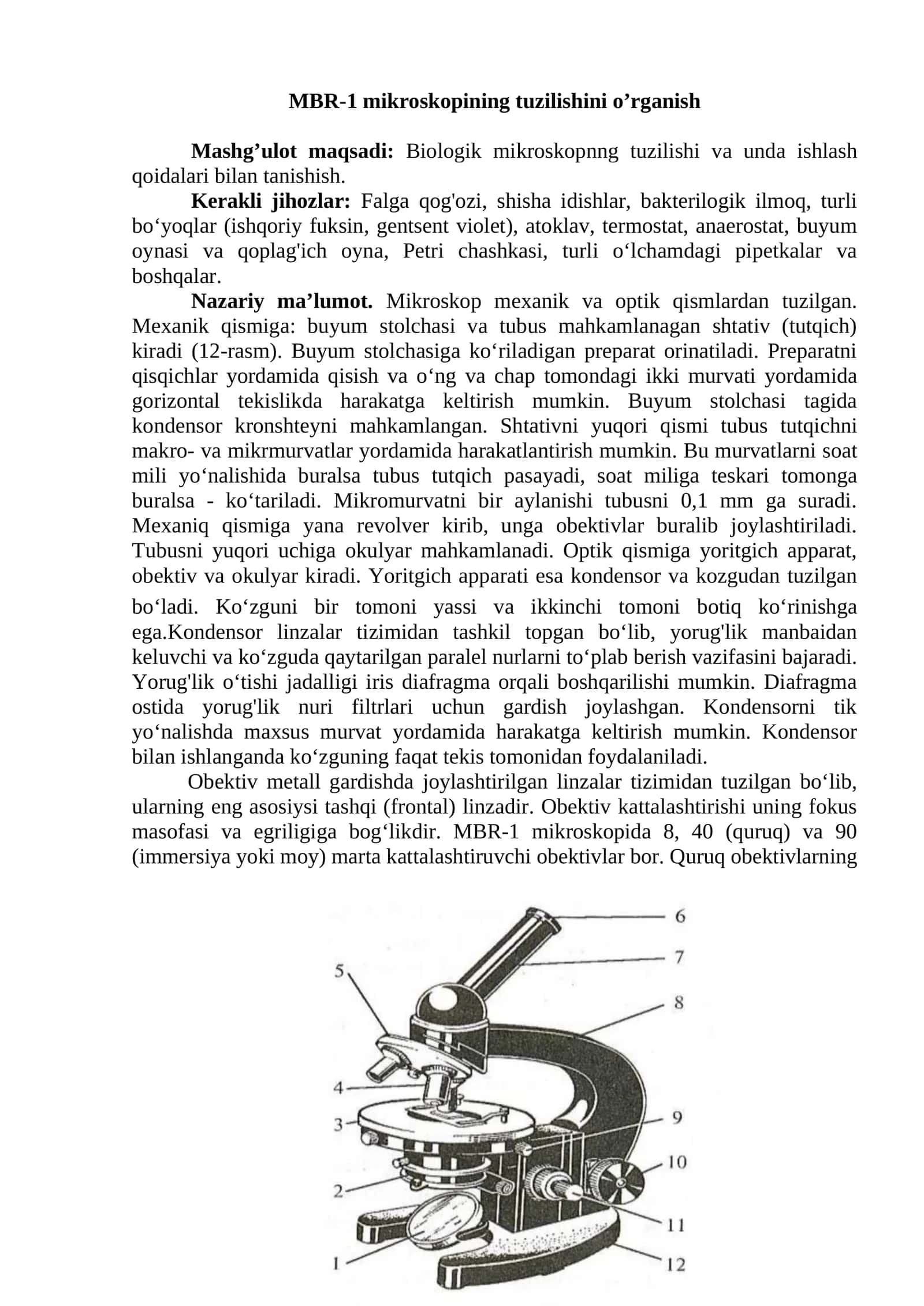 MBR-1 mikroskopining tuzilishini o’rganish 1