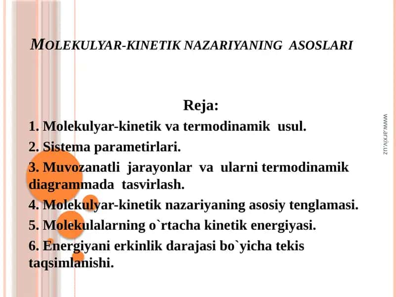 Molekulyar-kinetik nazariyaning asoslari 1