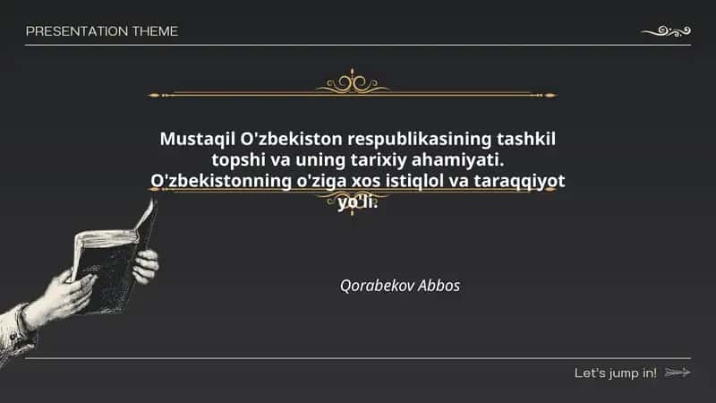 Mustaqil O'zbekiston respublikasining tashkil topshi va uning tarixiy ahamiyati. 1