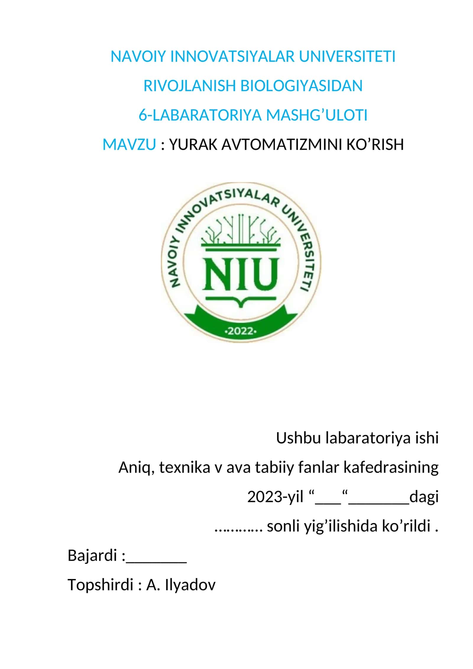 YURAK AVTOMATIZMINI KO'RISH 1