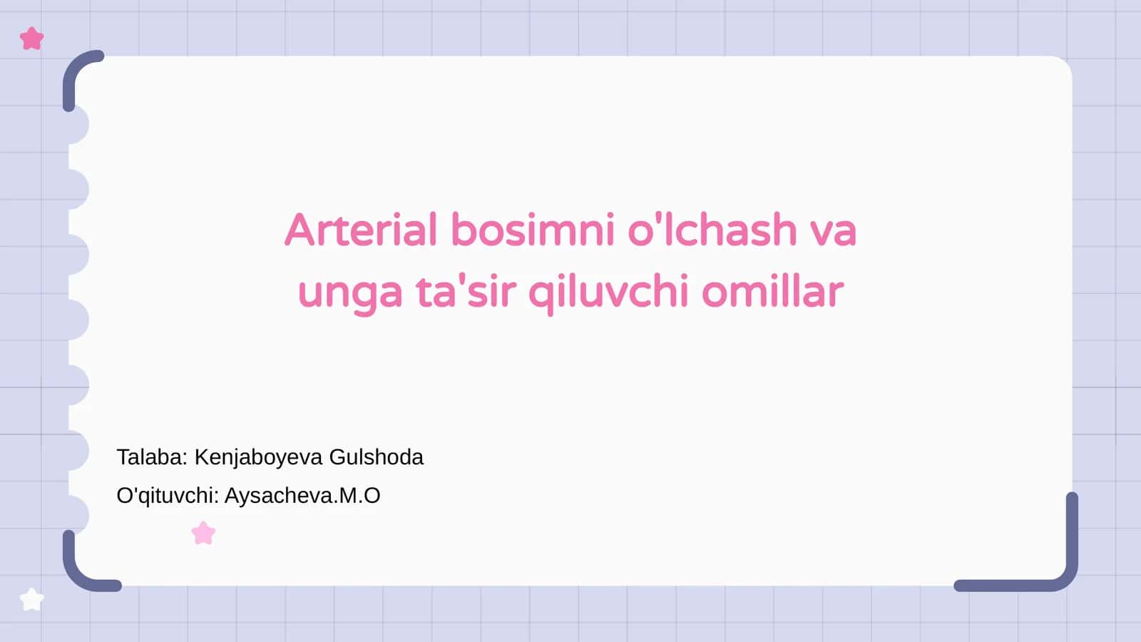 Arterial bosimni o'lchash va unga ta'sir qiluvchi omillar 1