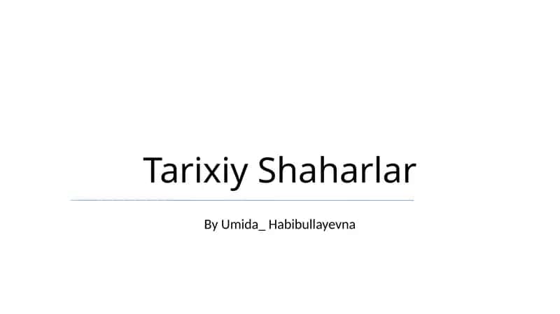 Tarixiy Shaharlar 1