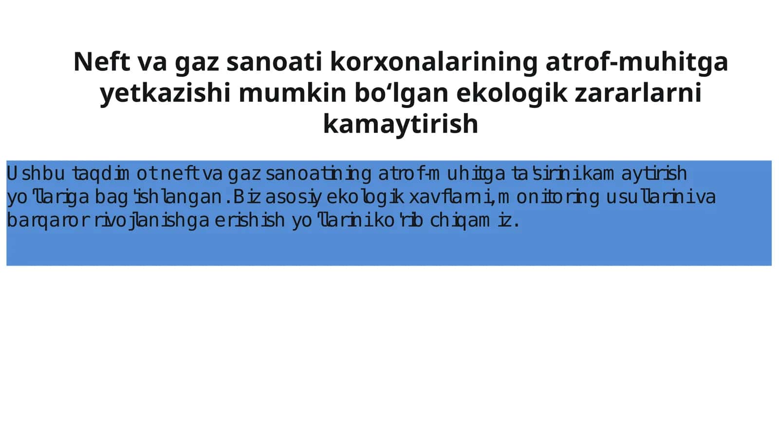 Neft va Gaz Sanoati Ekologiyasi 1