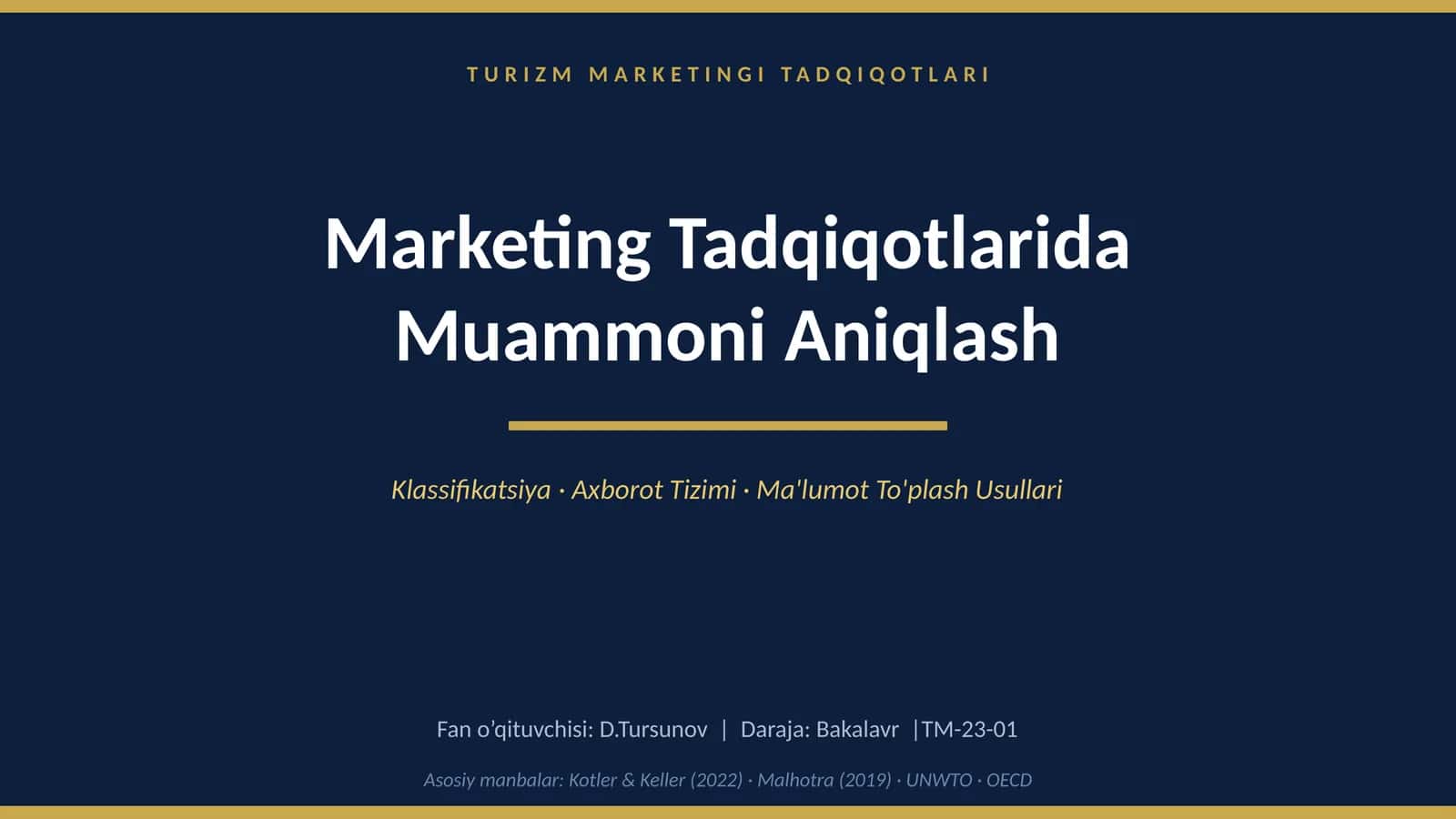 TURIZM MARKETINGI TADQIQOTLARI 1