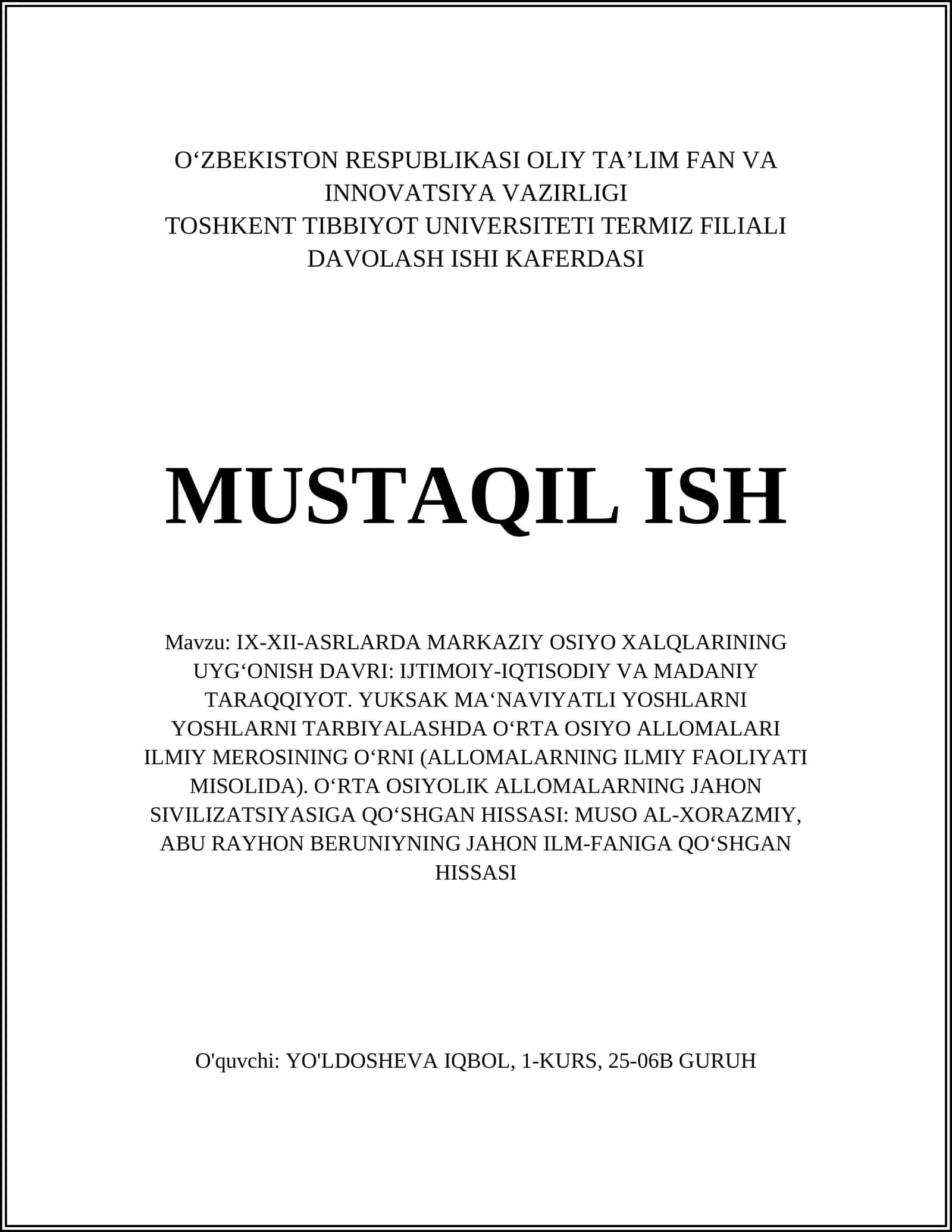 IX-XII-ASRLARDA MARKAZIY OSIYO XALQLARINING UYG‘ONISH DAVRI 1