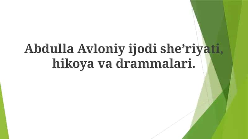 Abdulla Avloniyning Pyesalari 1