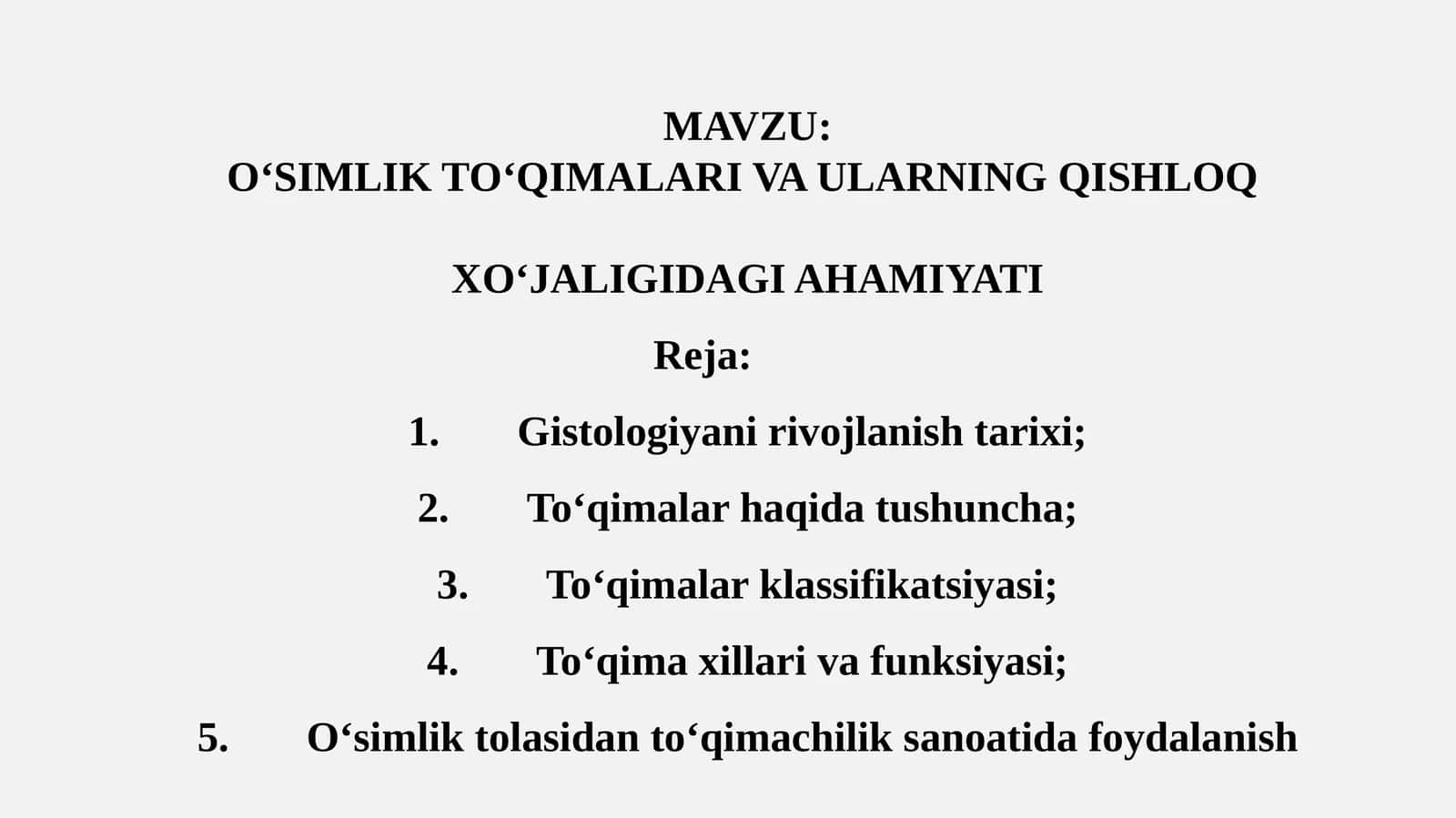 O‘SIMLIK TO‘QIMALARI VA ULARNING QISHLOQ XO‘JALIGIDAGI AHAMIYATI 1
