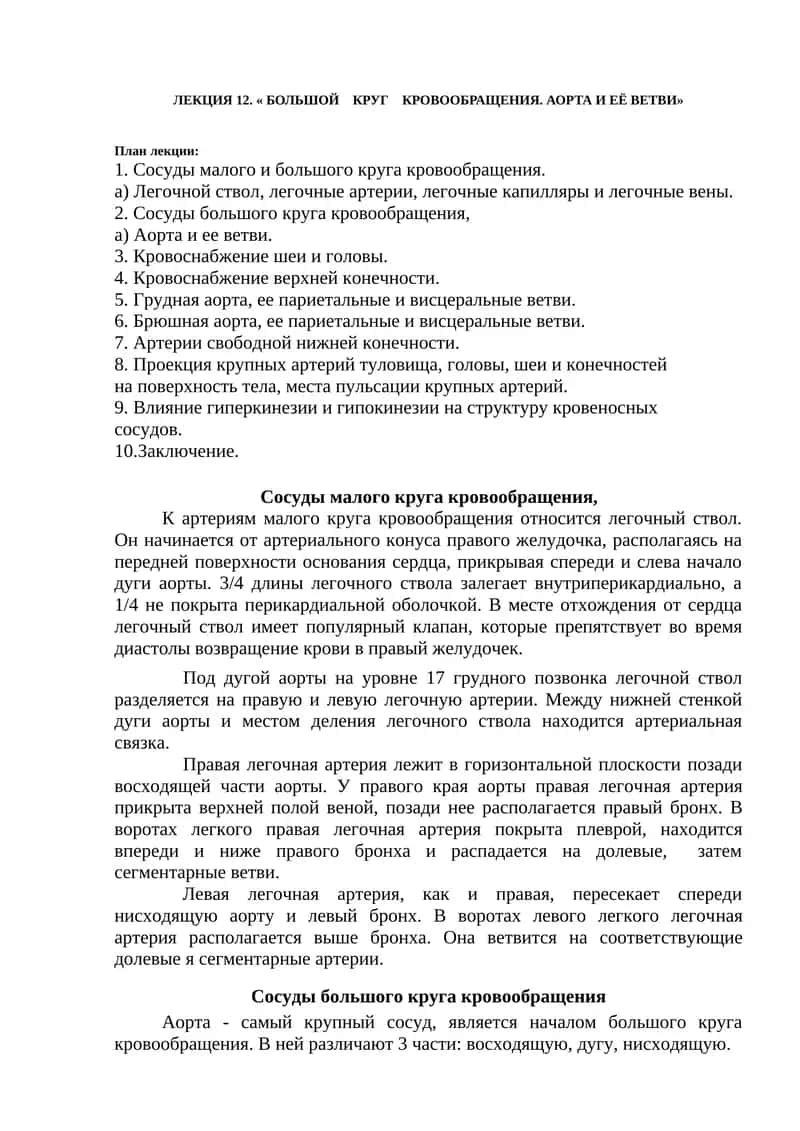Сосуды малого круга кровообращения 1