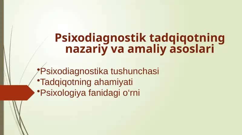 Psixodiagnostik tadqiqotning nazariy va amaliy asoslari 1