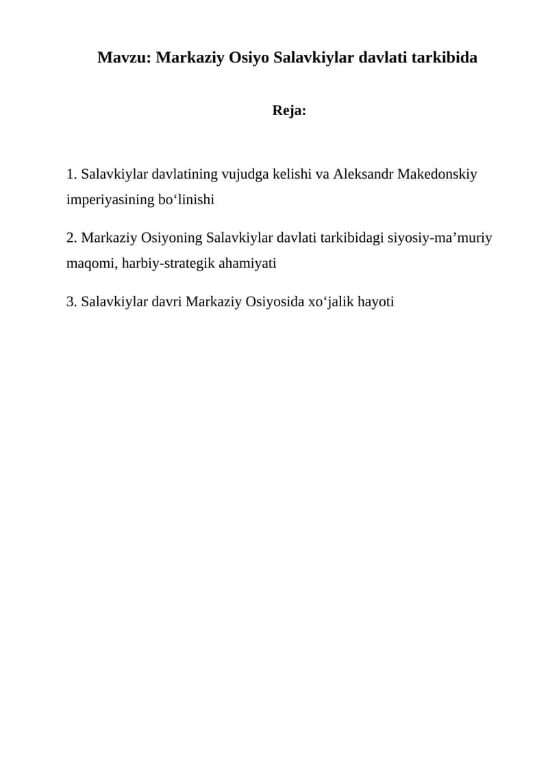 Markaziy Osiyo Salavkiylar davlati tarkibida 1