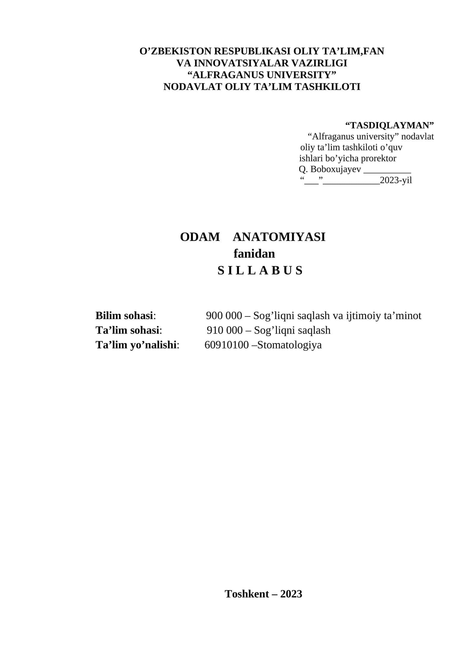 Odam Anatomiyasi Sillabusi 1