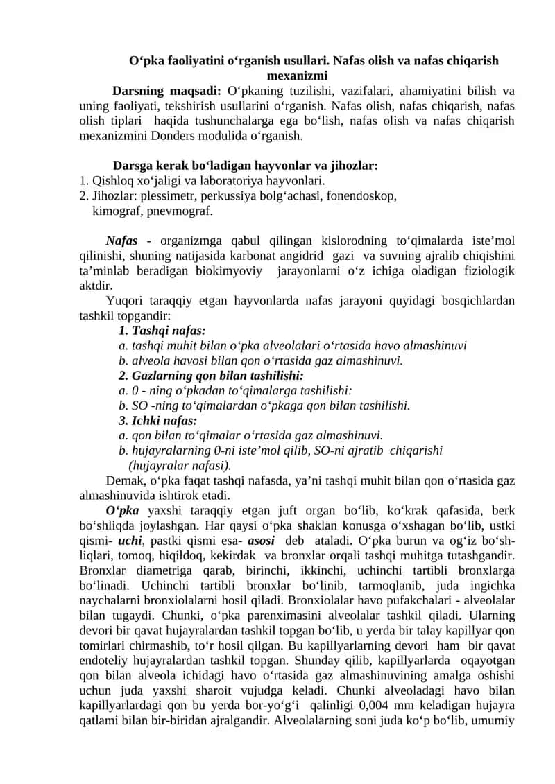 Nafas olish va nafas chiqarish mexanizmi 1