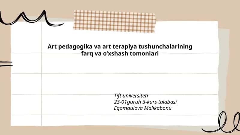 Art pedagogika va art terapiya tushunchalarining farq va o‘xshash tomonlari 1