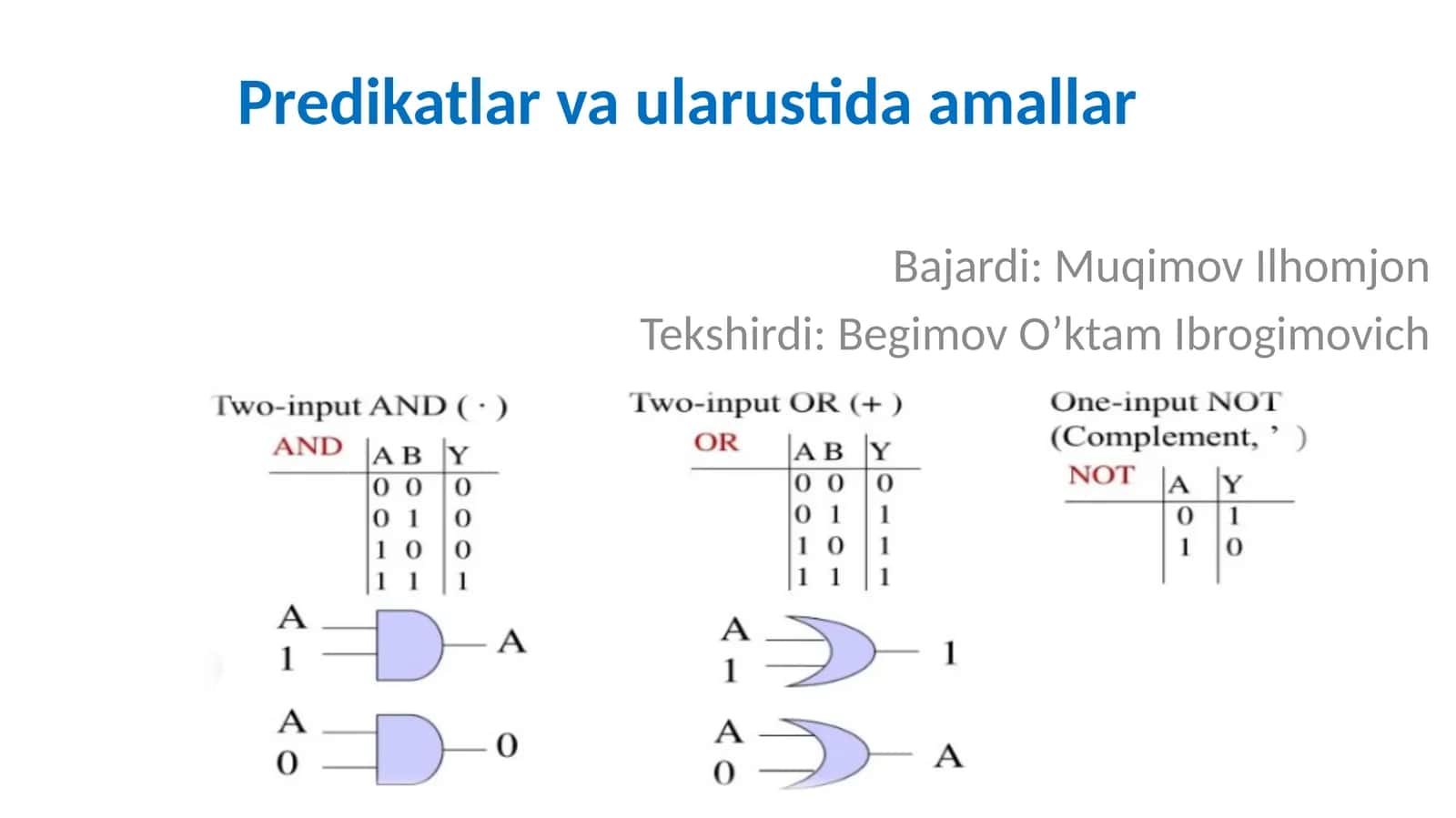 Predikatlar va ular ustida amallar 1