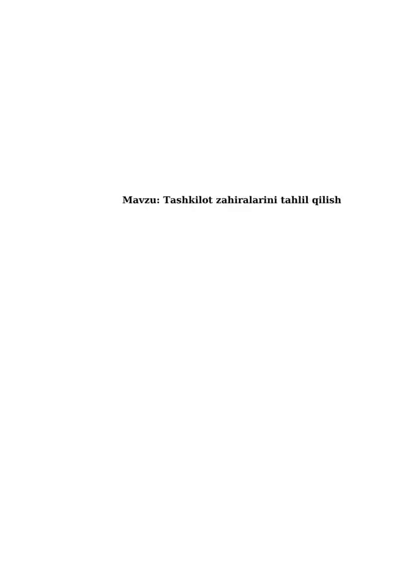 Tashkilot zahiralarini tahlil qilish