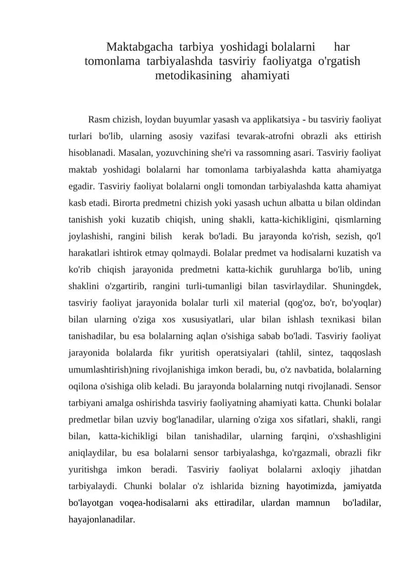 Tasviriy faoliyat metodikasi 1