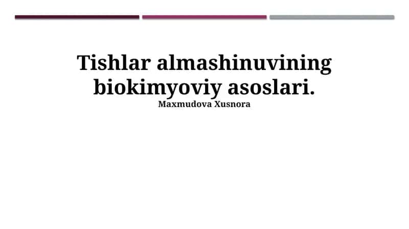 To'qima almashinuvining biokimyoviy asoslari 1