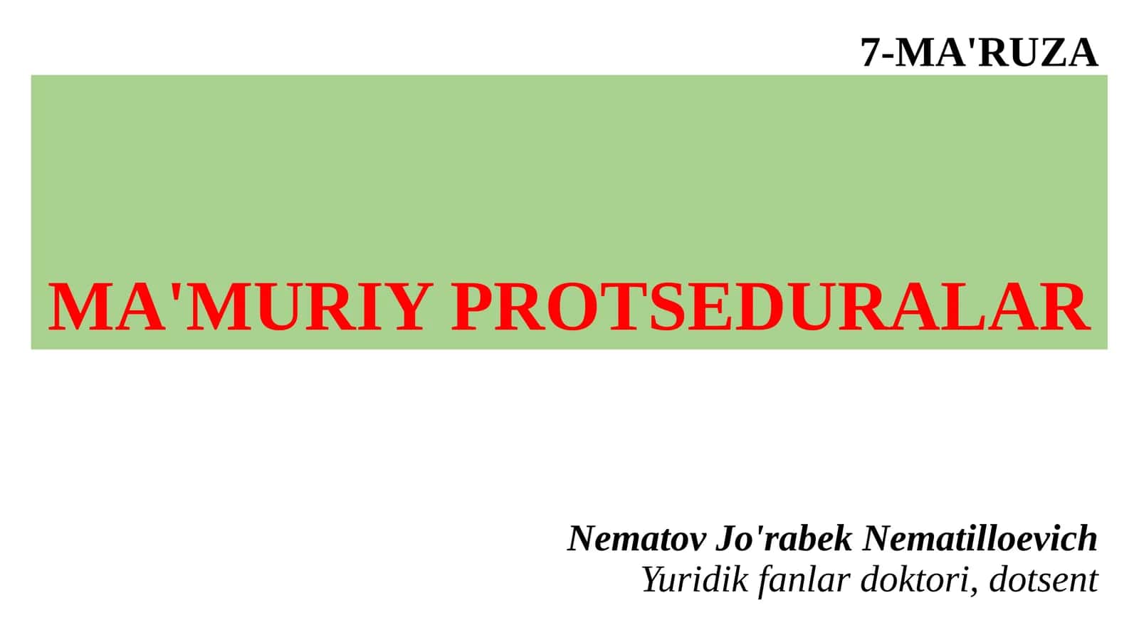 MA'MURIY PROTSEDURALAR 1