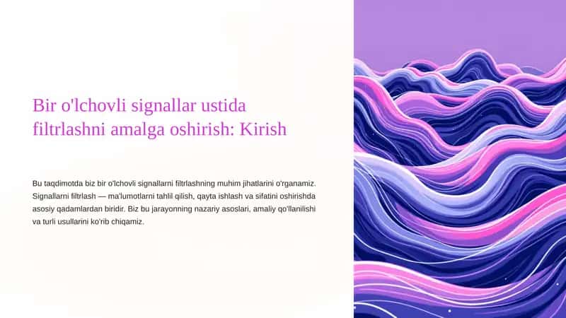 Bir o'lchovli signallar ustida filtrlashni amalga oshirish 1
