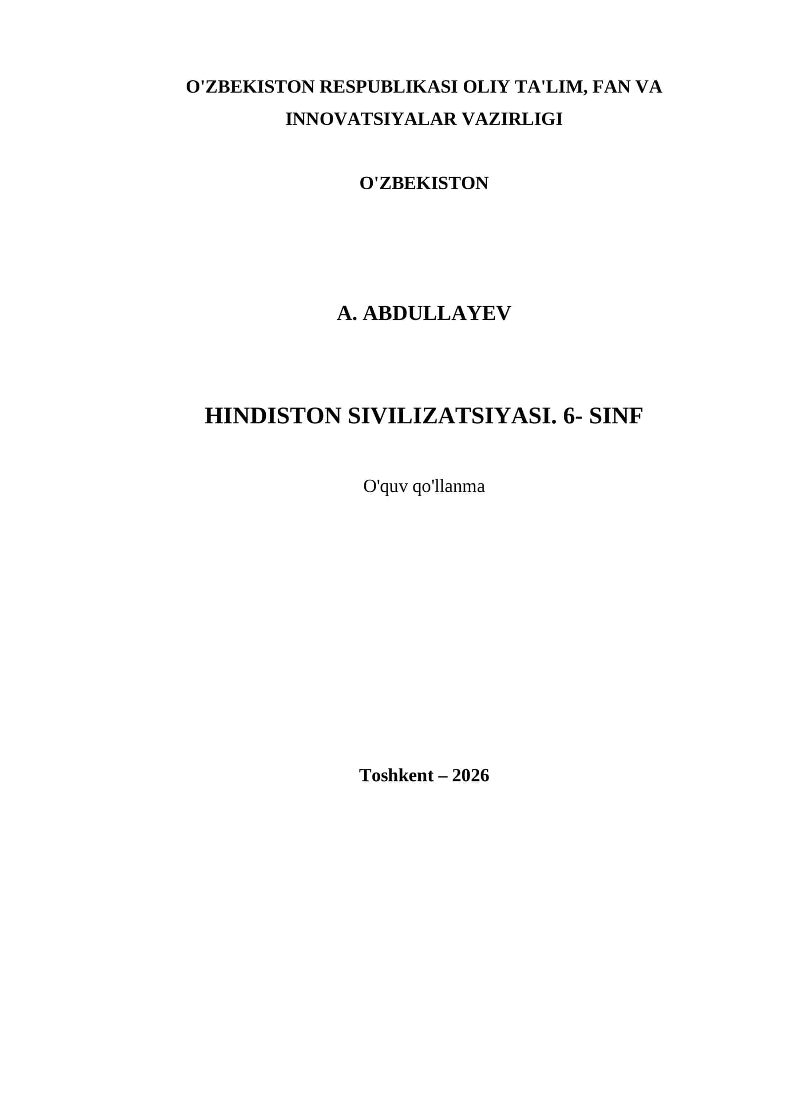 HINDISTON SIVILIZATSIYASI. 6- SINF 1