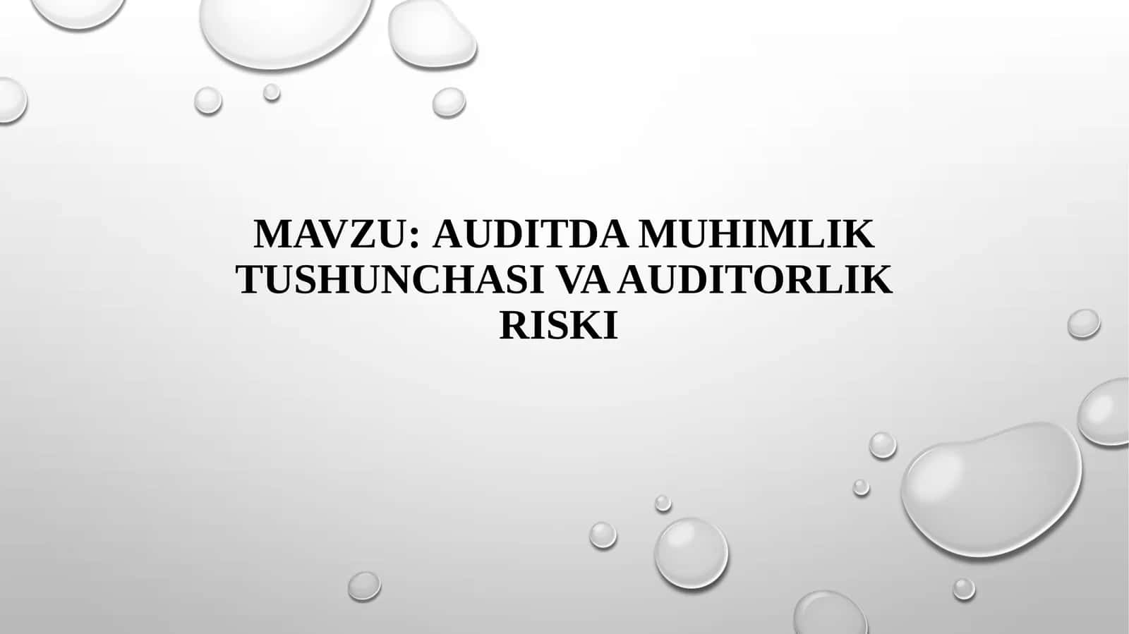 Audit damuhimliktushunchasi va auditorlik riski 1