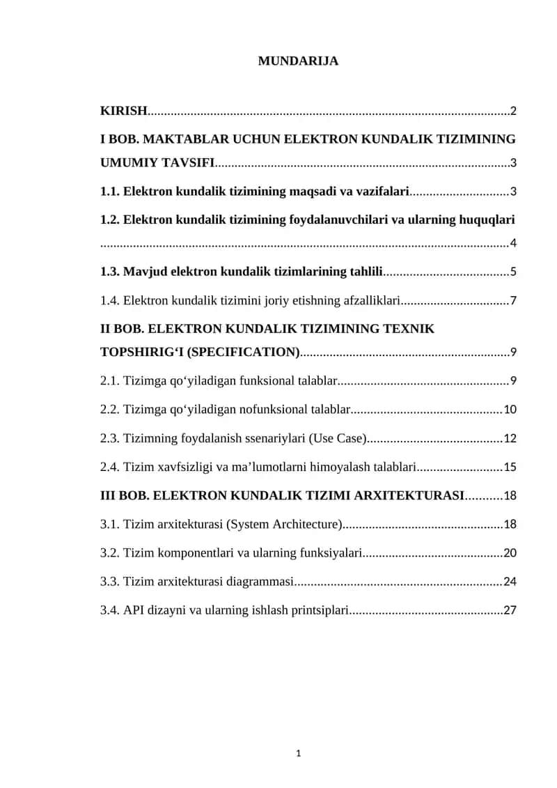 ELEKTRON KUNDALIK TIZIMI ARXITEKTURASI 1