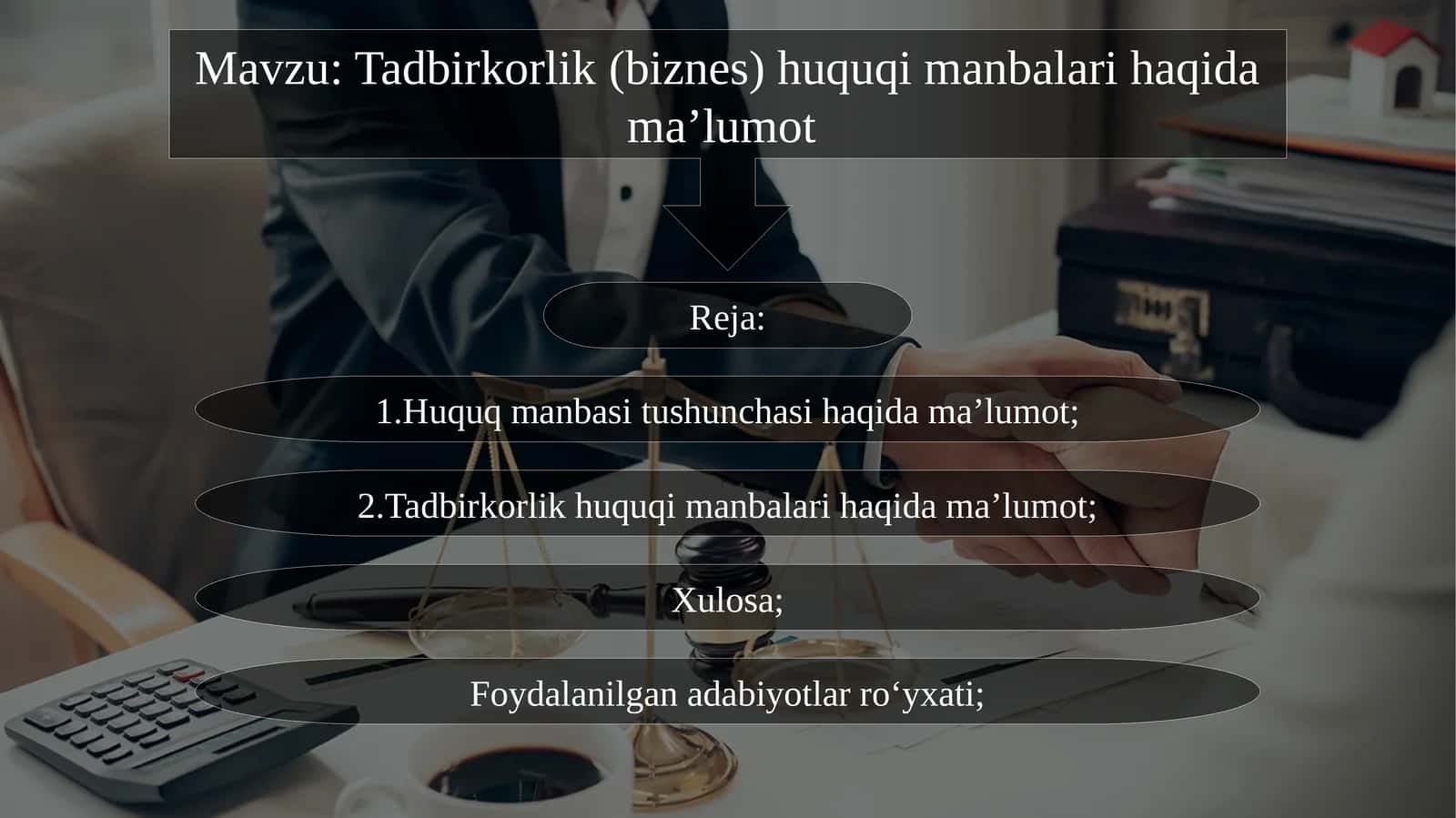 Tadbirkorlik (biznes) huquqi manbalari haqida ma’lumot 1