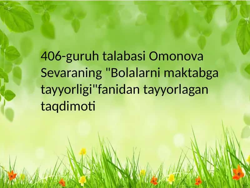 Bolalarni maktabga tayyorligi 1